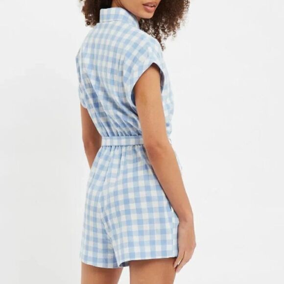 Louche Addie Picnic Check Playsuit Blue and White Size US 10 - Picture 2 of 12
